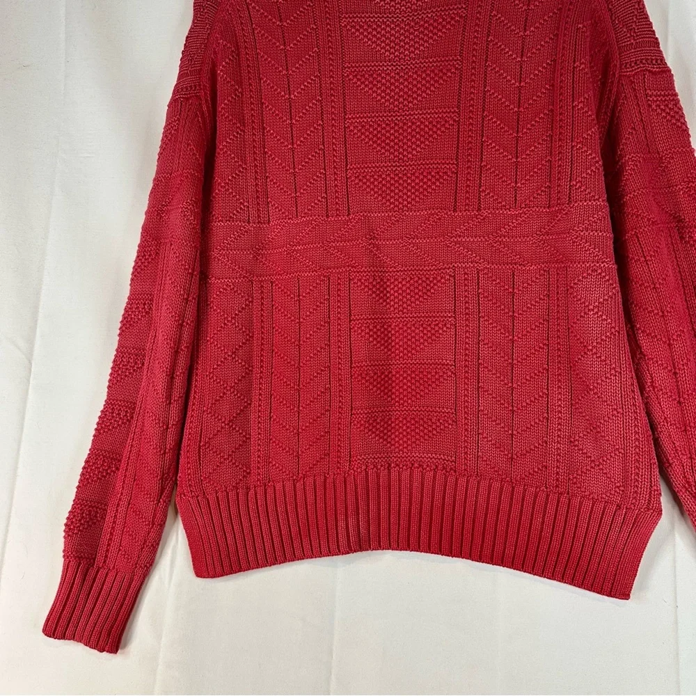 POLO RALPH LAUREN Men’s Size M Sweater Crew Neck Cotton Pullover Red Cable Knit